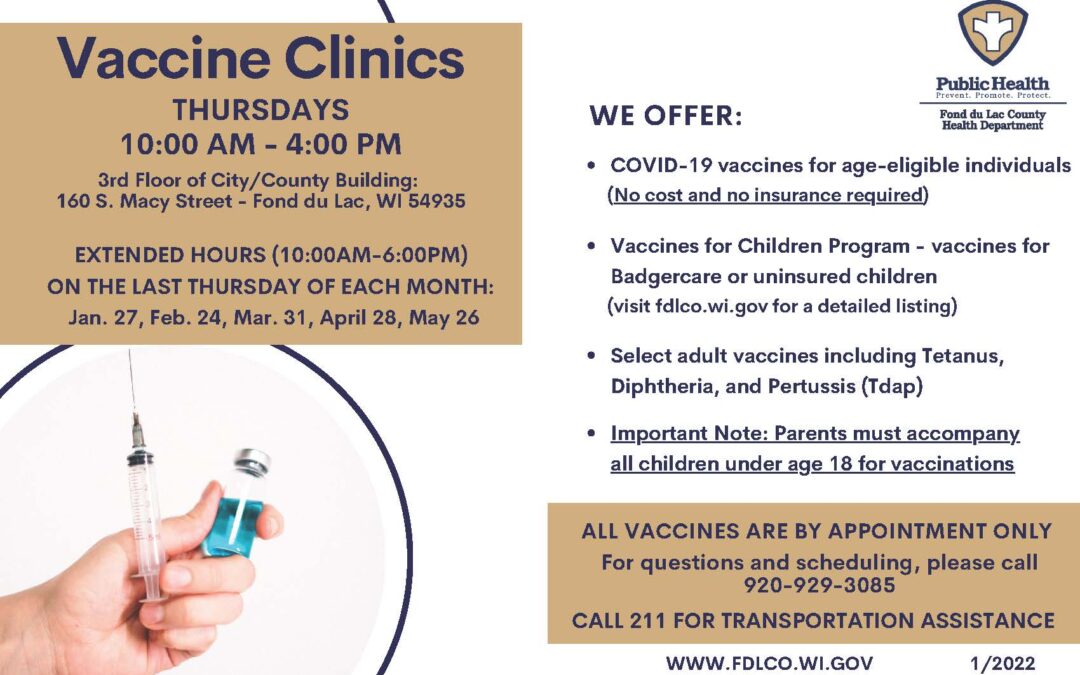 FREE PEDIATRIC PFIZER VACCINE AVAILABLE AT THE FOND DU LAC COUNTY HEALTH DEPARTMENT