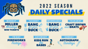 Dock Spiders with day of the week information