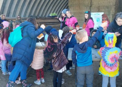A group of children at the farm