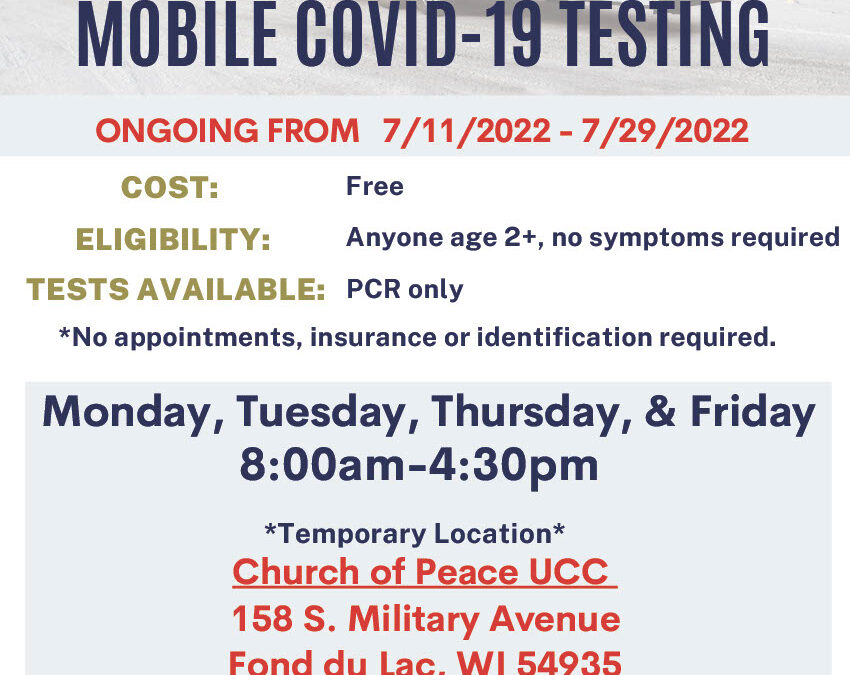 COVID-19 Testing Moving Location During Fond du Lac County Fair