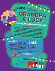 Poster with information on a play