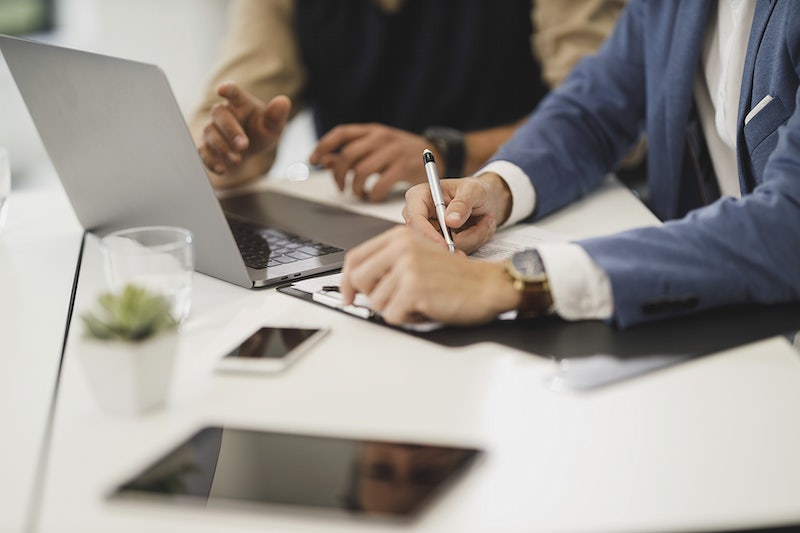 Office workers on a computer