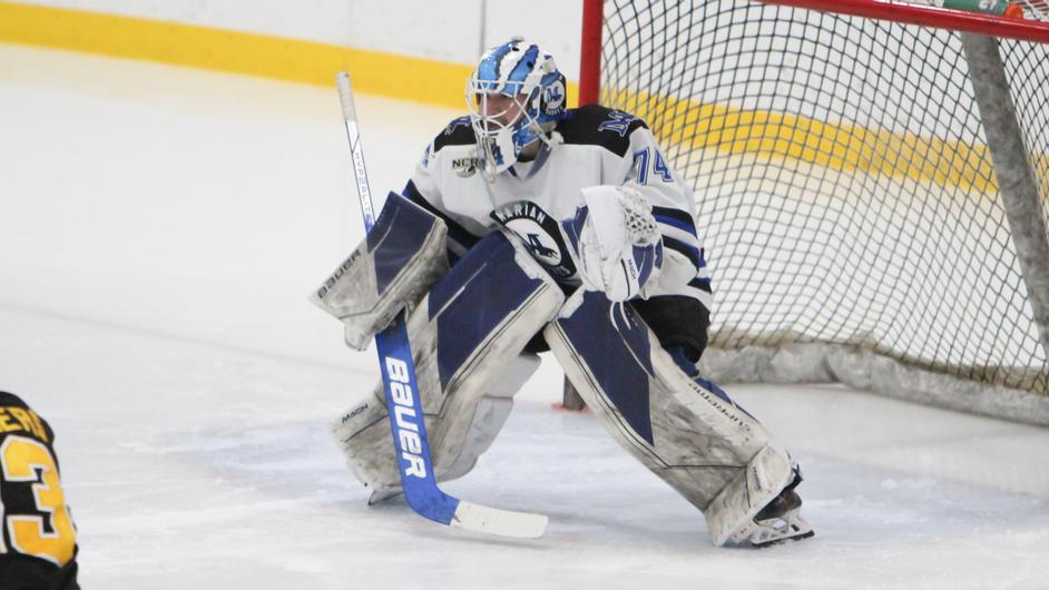 A male hockey goalie