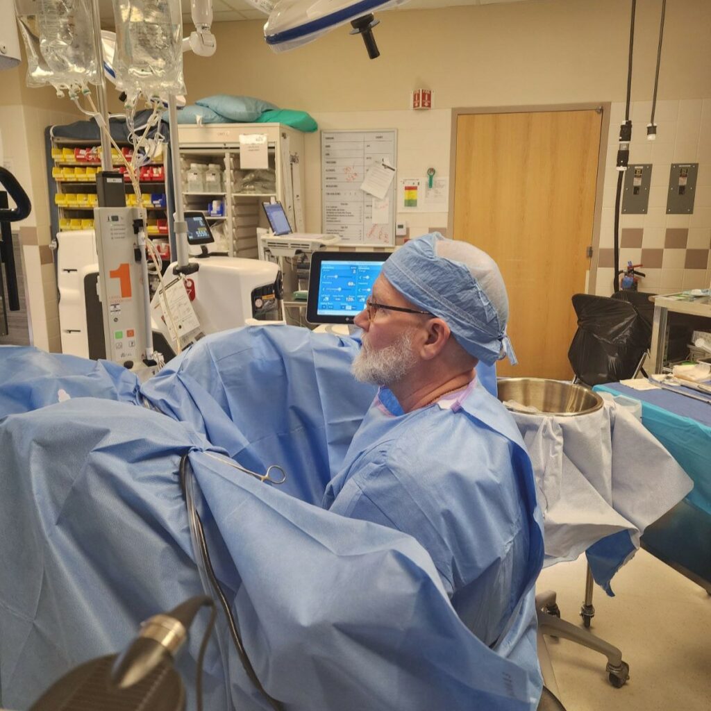 A doctor performing surgery