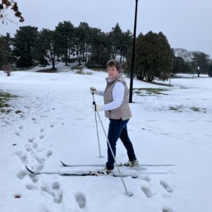 A woman skiing