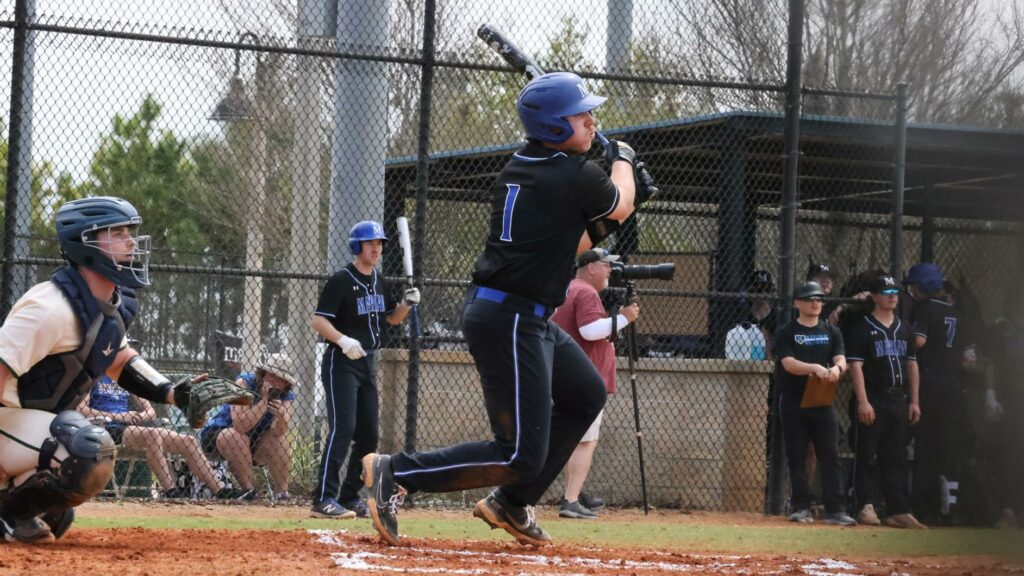 College baseball player batting