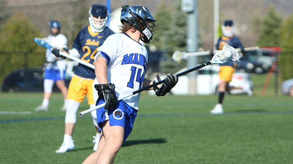 Men playing college lacrosse