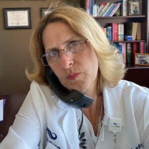 Female doctor on a call