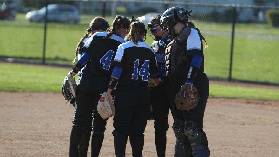 A group of female college softball players