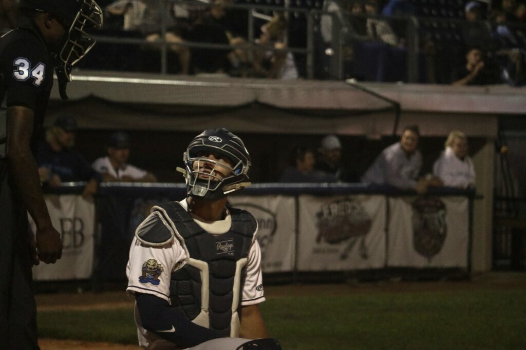 A baseball catcher and umpire