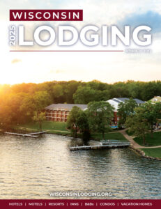 Lodging magazine cover of a hotel on the water