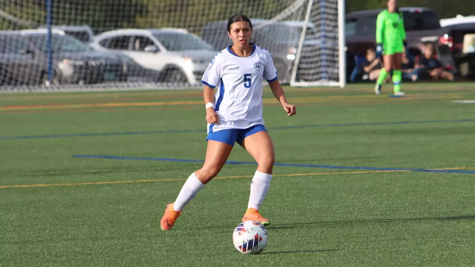 A woman playing soccer