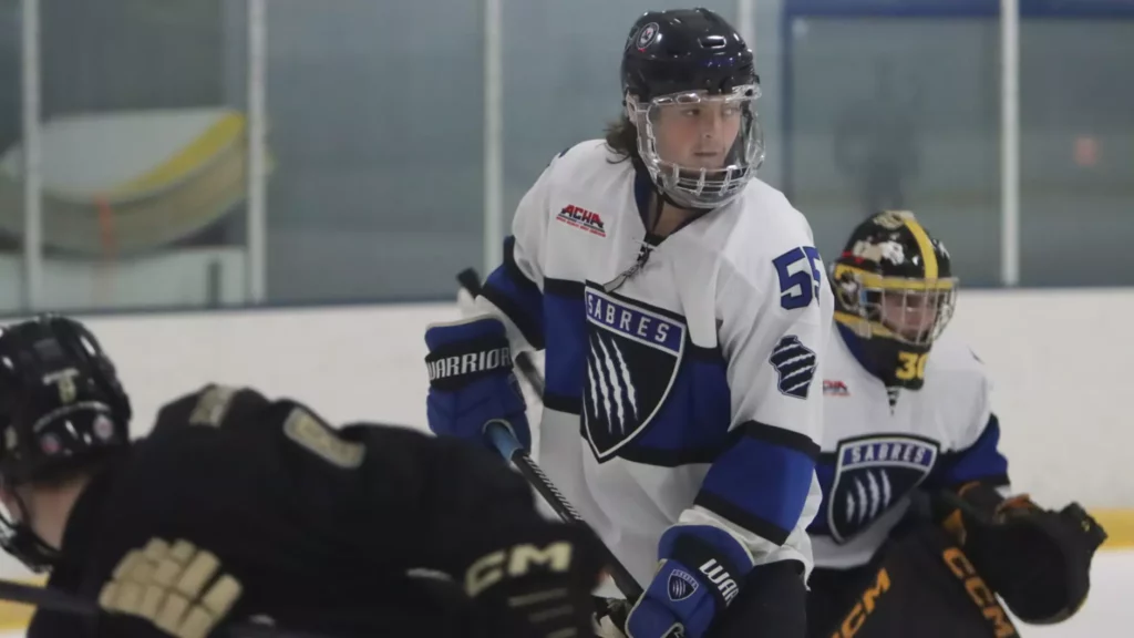 Men playing college hockey
