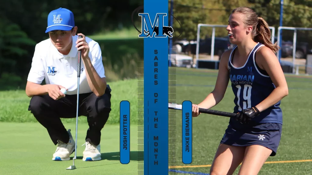 Male golfer and female field hockey player