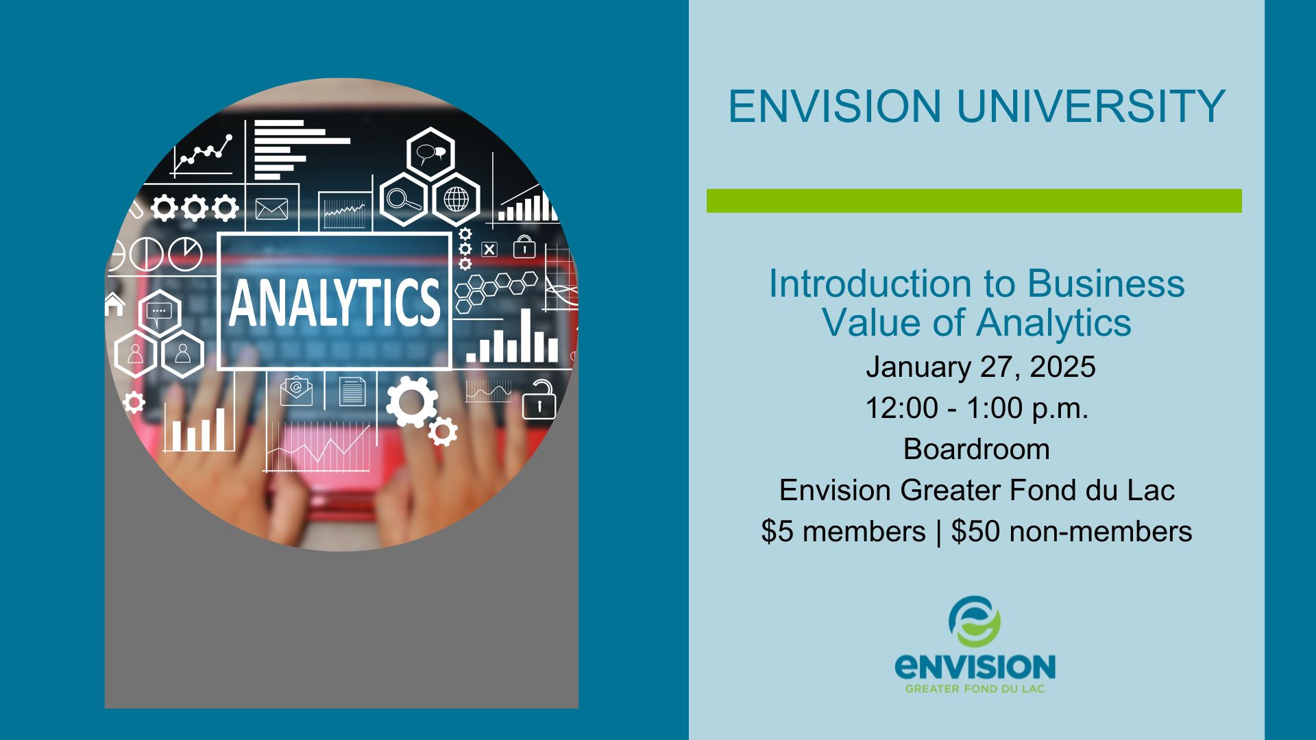 Envision University with a picture of analytics