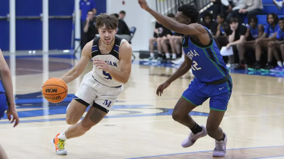 Men playing college basketball