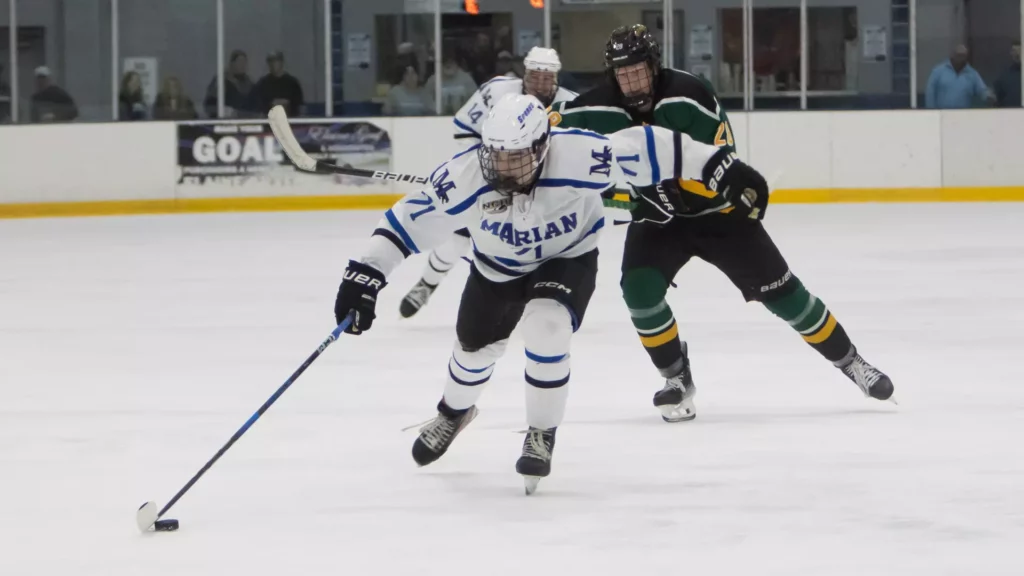 Men playing college hockey