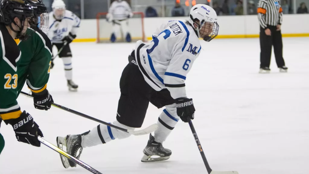 men playing college hockey