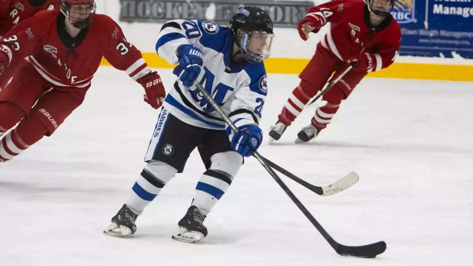 women playing college hockey
