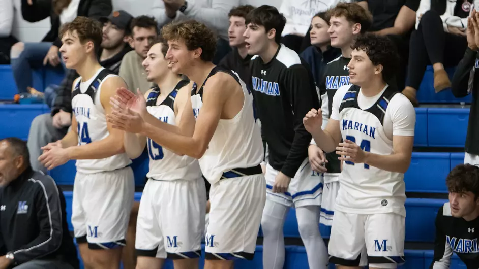 Men playing college basketball
