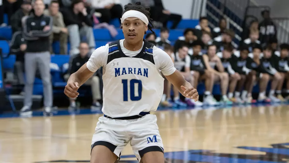 Men playing college basketball