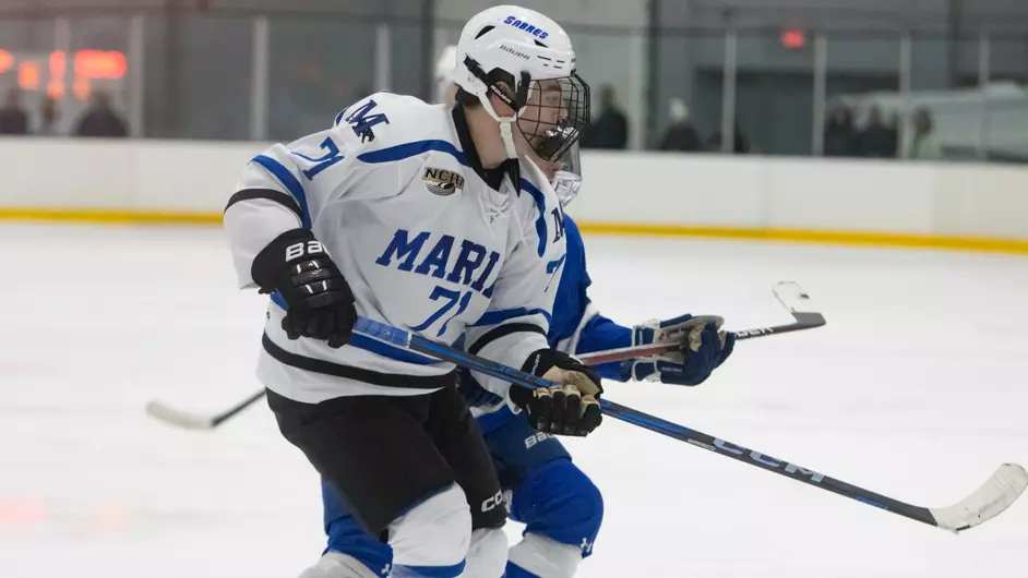 Men playing college hockey