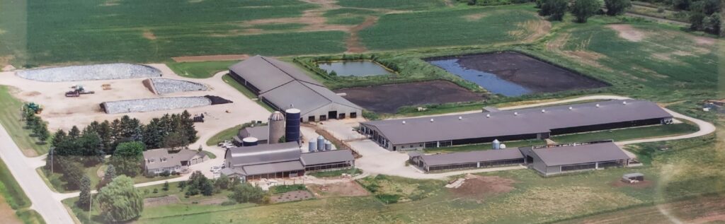 Aerial view of a farm
