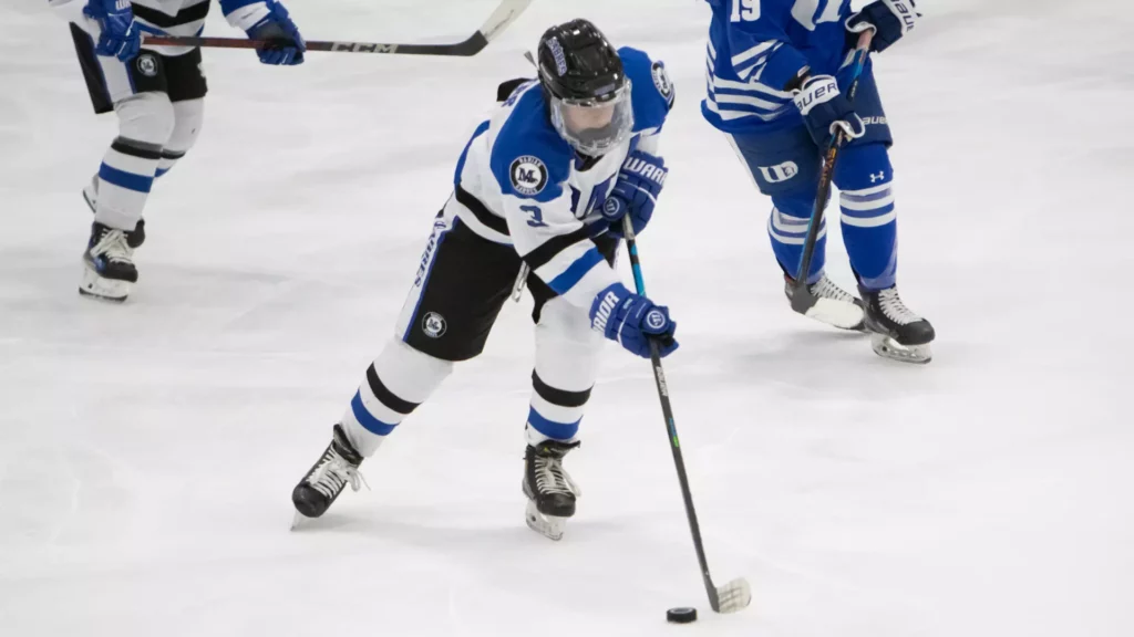 Women playing college hockey