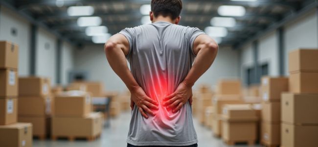 A man holding his back