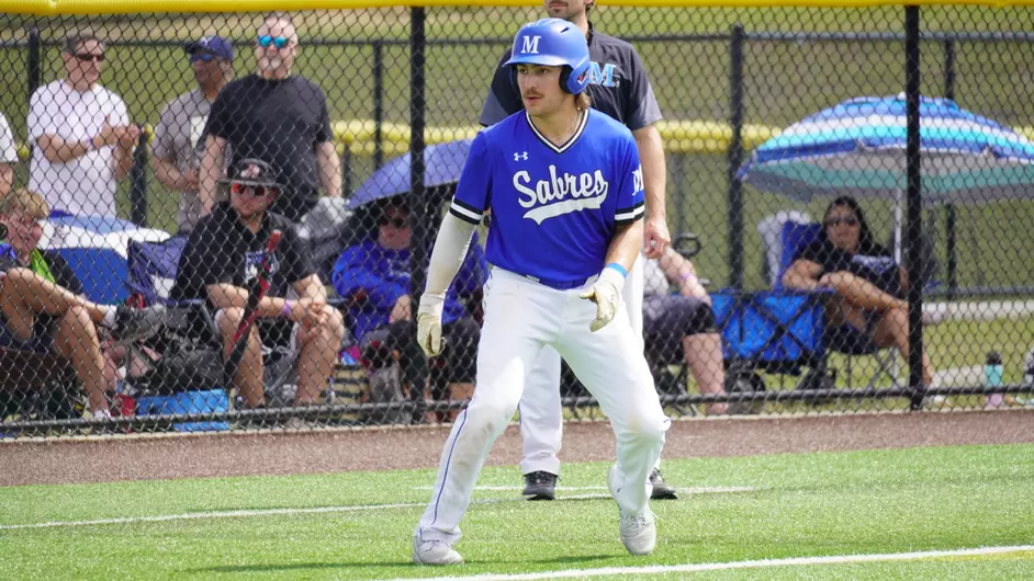 A man playing college baseball