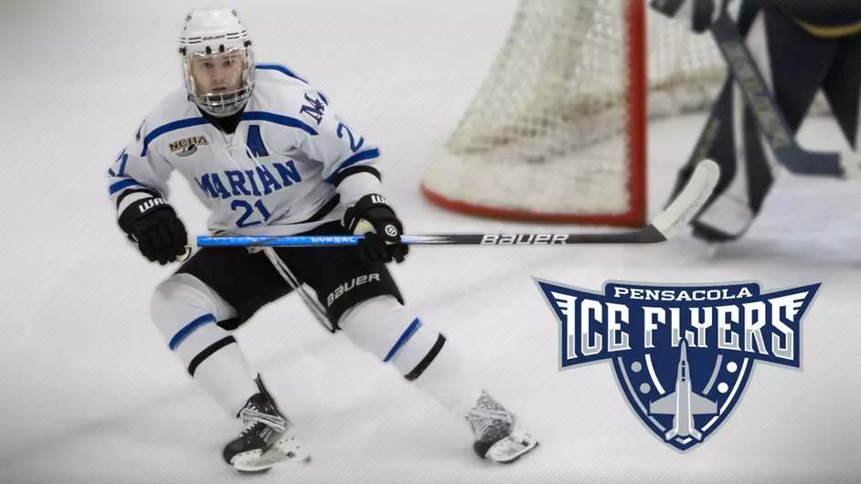 A man playing college hockey