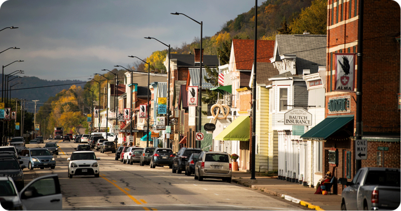 Main street with stores