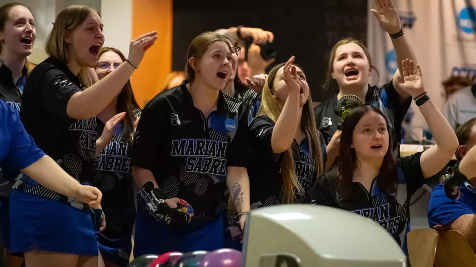 Women bowling for their college