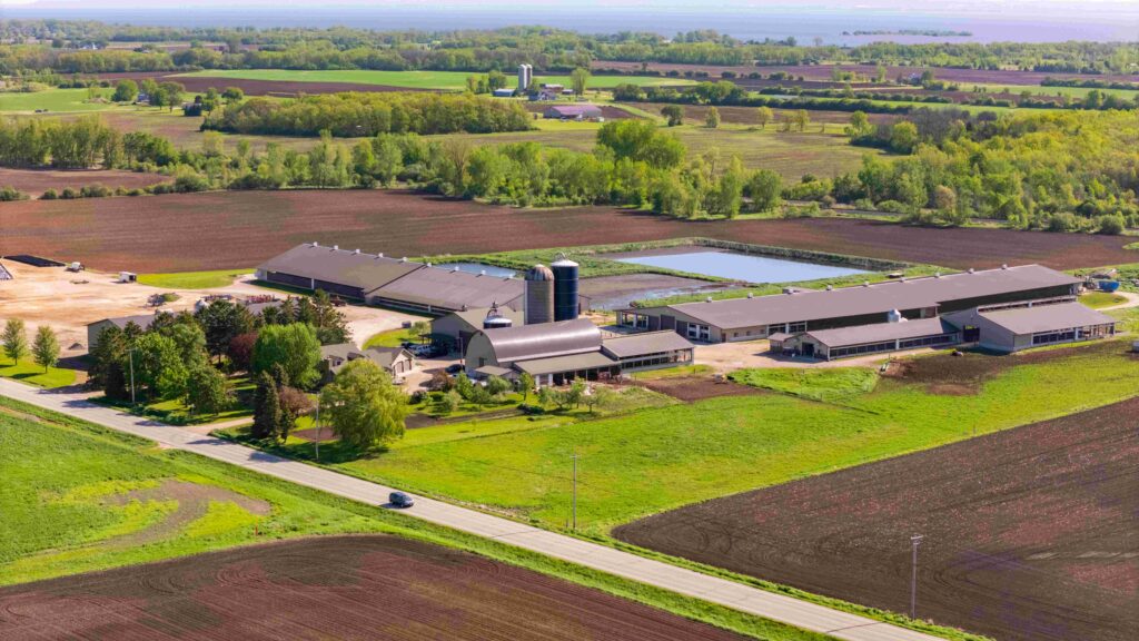 Aerial picture of a farm