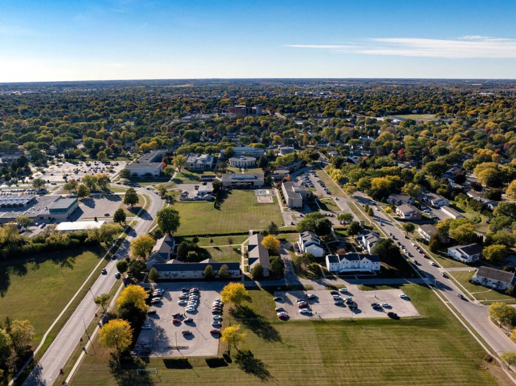 Arial image of Marian University campus