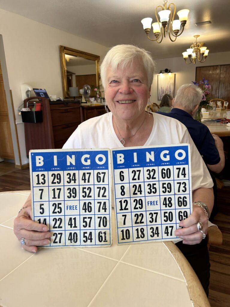 A woman playing bingo
