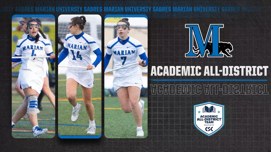Three female lacrosse players