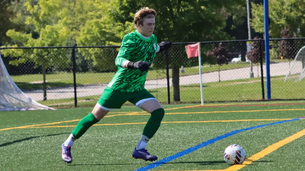 Men playing college soccer