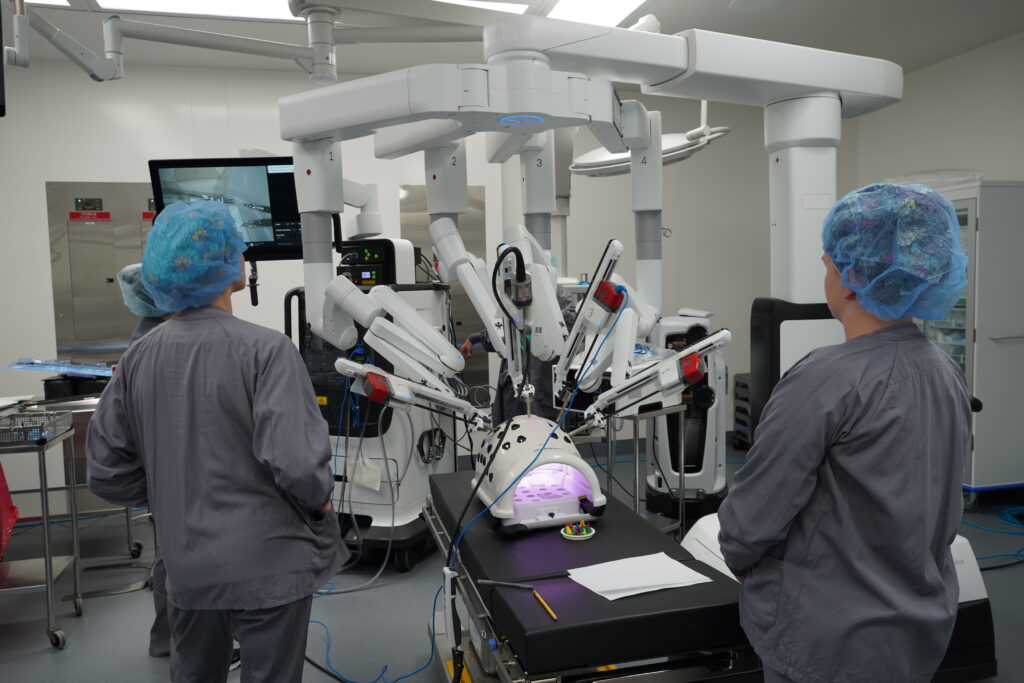 an operating room with a robot