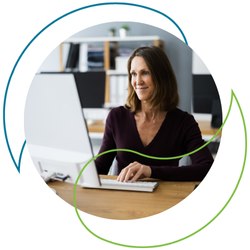 A woman at a computer