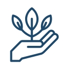An icon of a hand with a plant