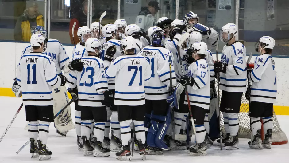 Men playing college hockey