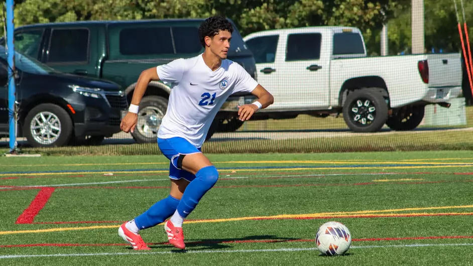 Men playing college soccer