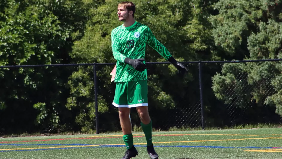 Men playing college soccer