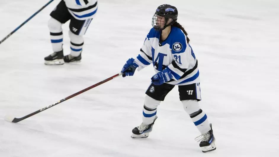 Women playing college hockey