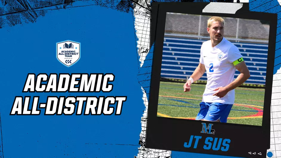Male college soccer player named all district