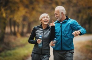 Two older people out for a walk