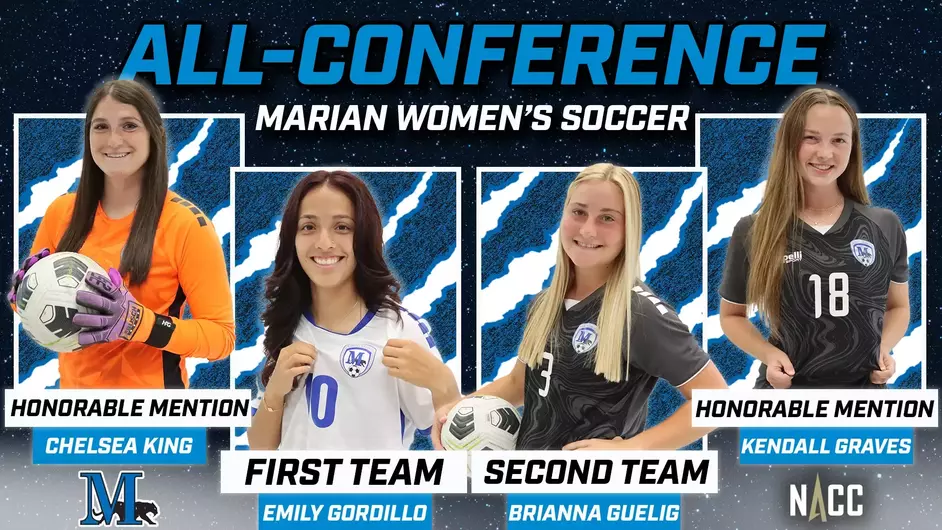 Four female college athletes