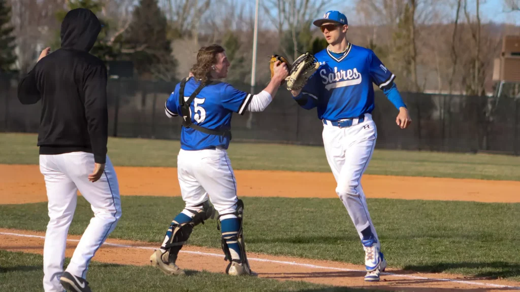 Men playing college baseball