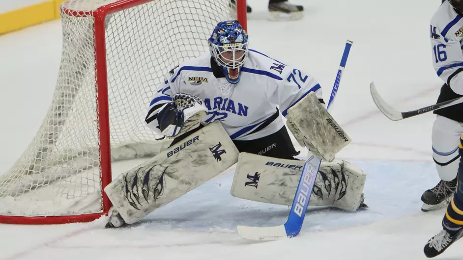 Men playing college hockey